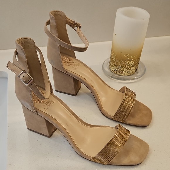 Vince Camuto Shoes - Vince Camuto Tan Suede Block Heel Sandals sz 10